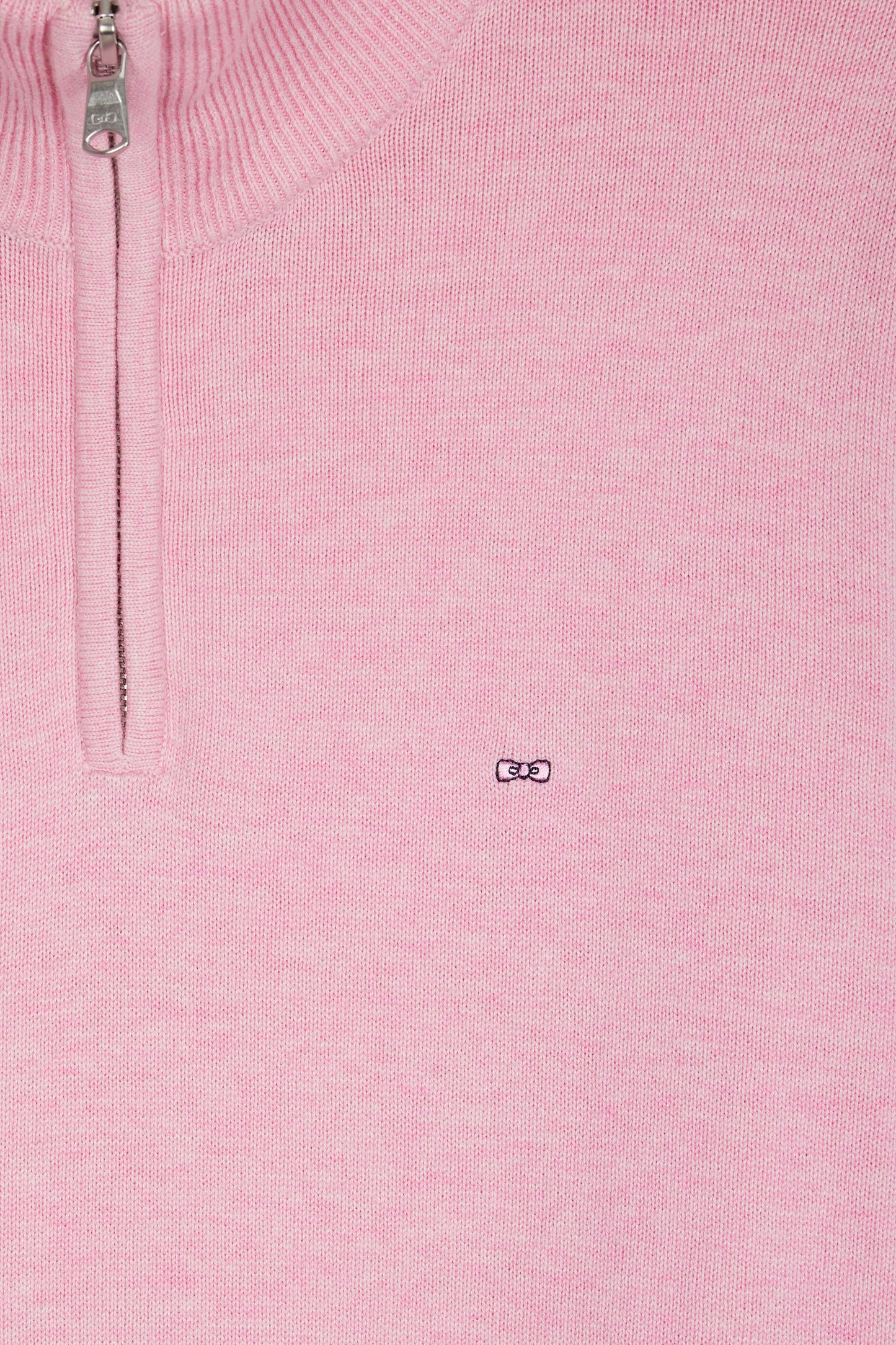 Pink wool and cotton trucker-neck sweater