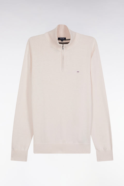 Truck-neck sweater in ecru wool and cotton - Image 2