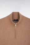 Pull col camionneur en laine et coton beige
