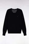 Pull col V en laine et coton noir