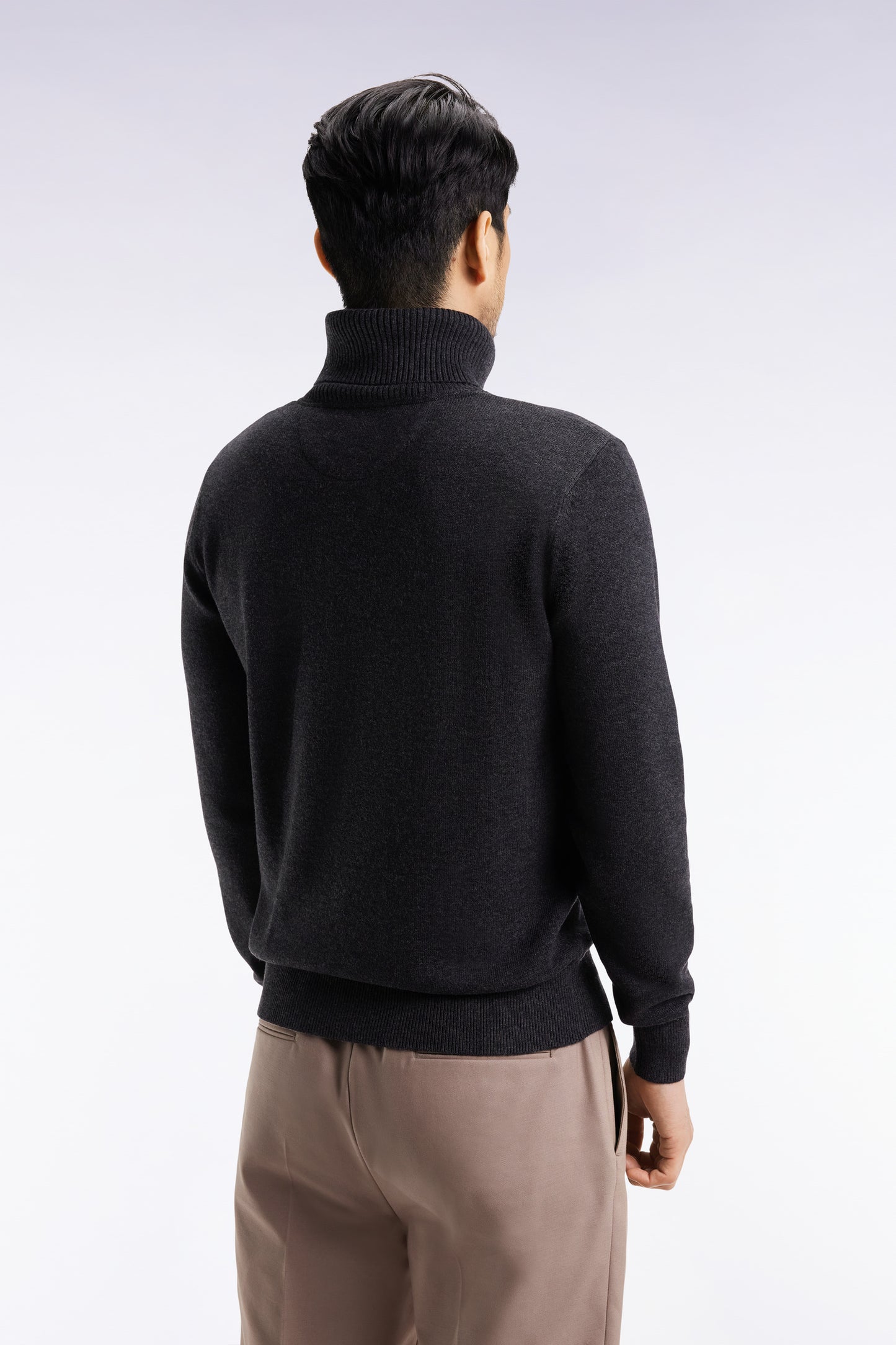 Dark grey wool and cotton turtleneck sweater