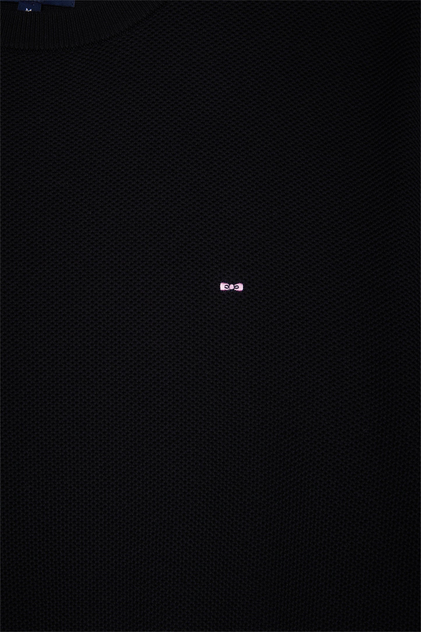 Pull col rond en coton nid d'abeille noir