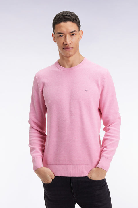 Pull col rond en coton nid d'abeille rose - Image 3