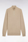 Pull col camionneur en coton nid d'abeille beige