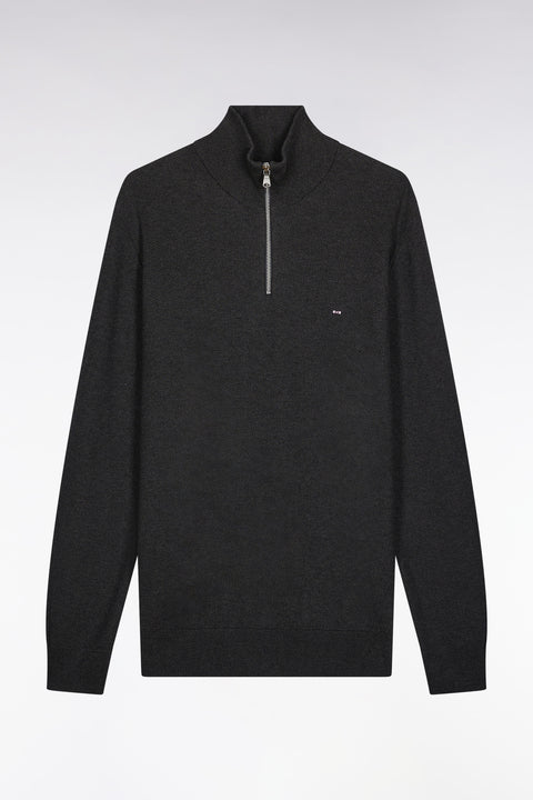 Pull col camionneur en coton nid d'abeille gris foncé - Image 2