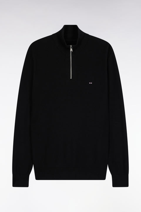 Pull col camionneur en coton nid d'abeille noir - Image 2