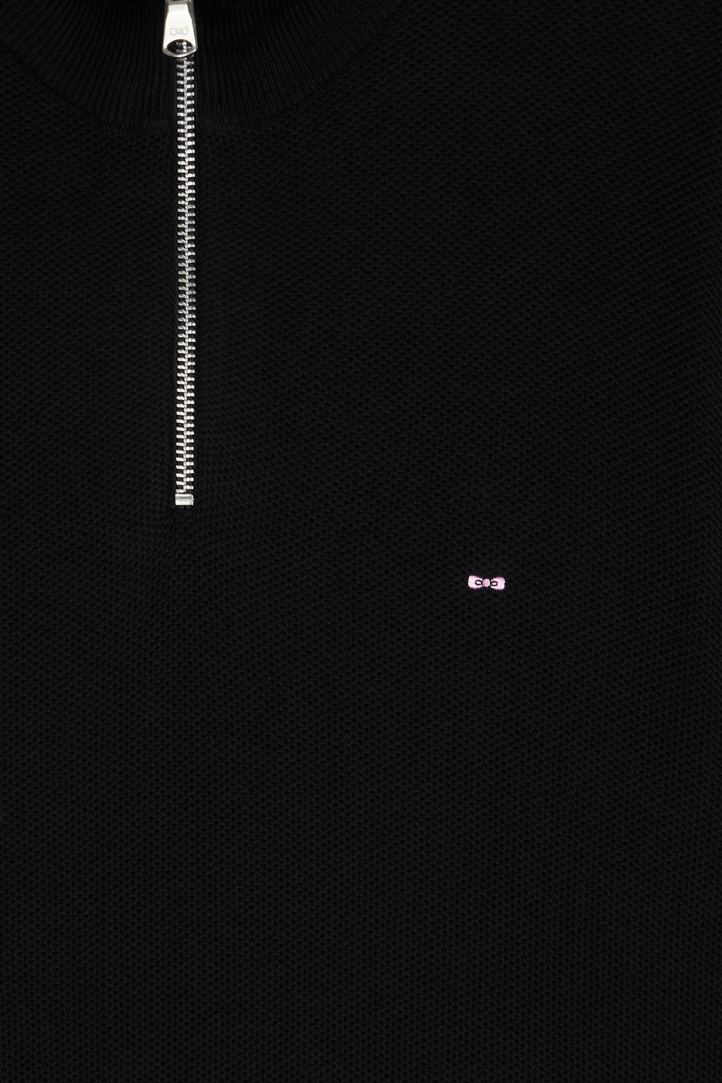 Pull col camionneur en coton nid d'abeille noir