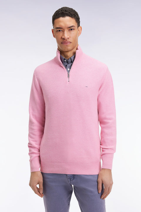 Pull col camionneur en coton nid d'abeille rose - Image 3