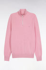 Pull col camionneur en coton nid d'abeille rose