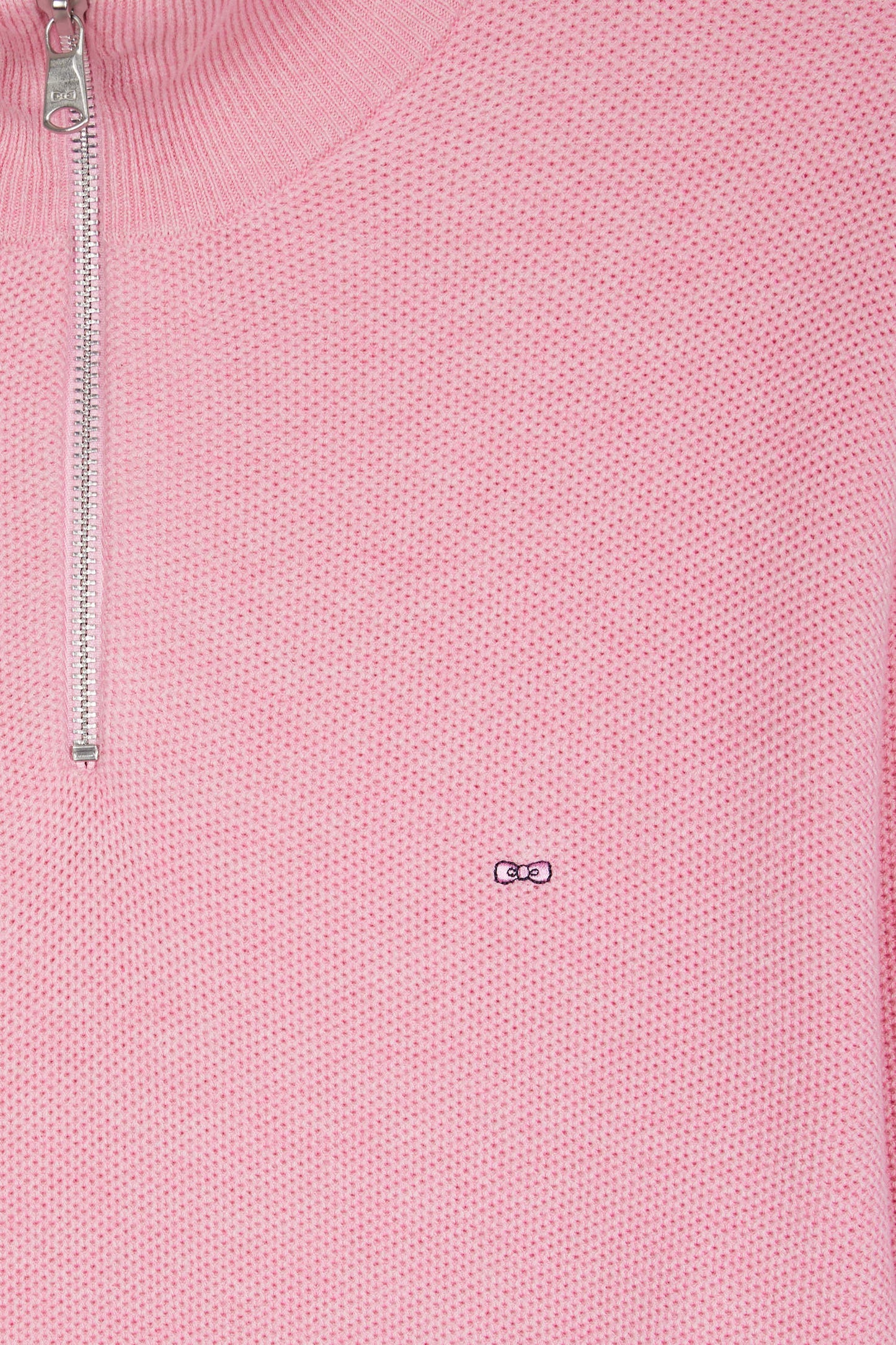 Pink cotton honeycomb trucker-neck sweater