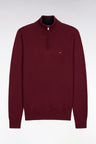 Heavy burgundy cotton trucker-neck sweater