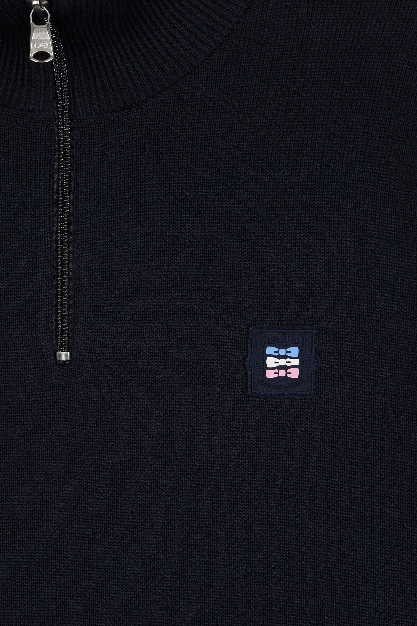 Pull col camionneur en coton noir à manches contrastées grises