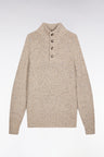 High-neck sweater in beige virgin wool blend