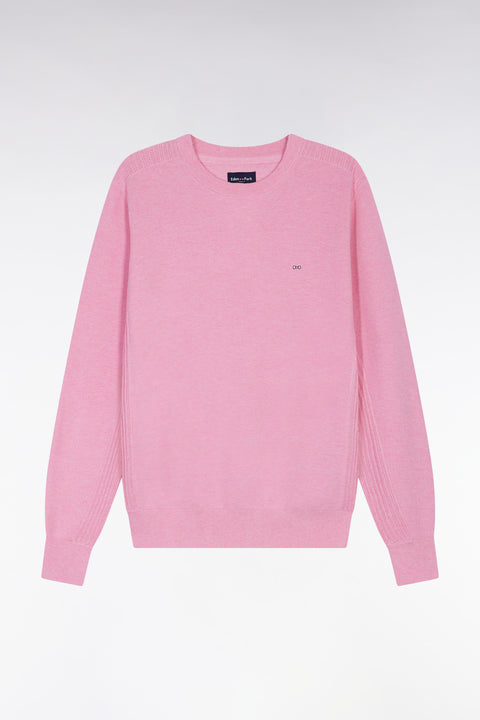 Pink cotton honeycomb round-neck sweater - Image 2