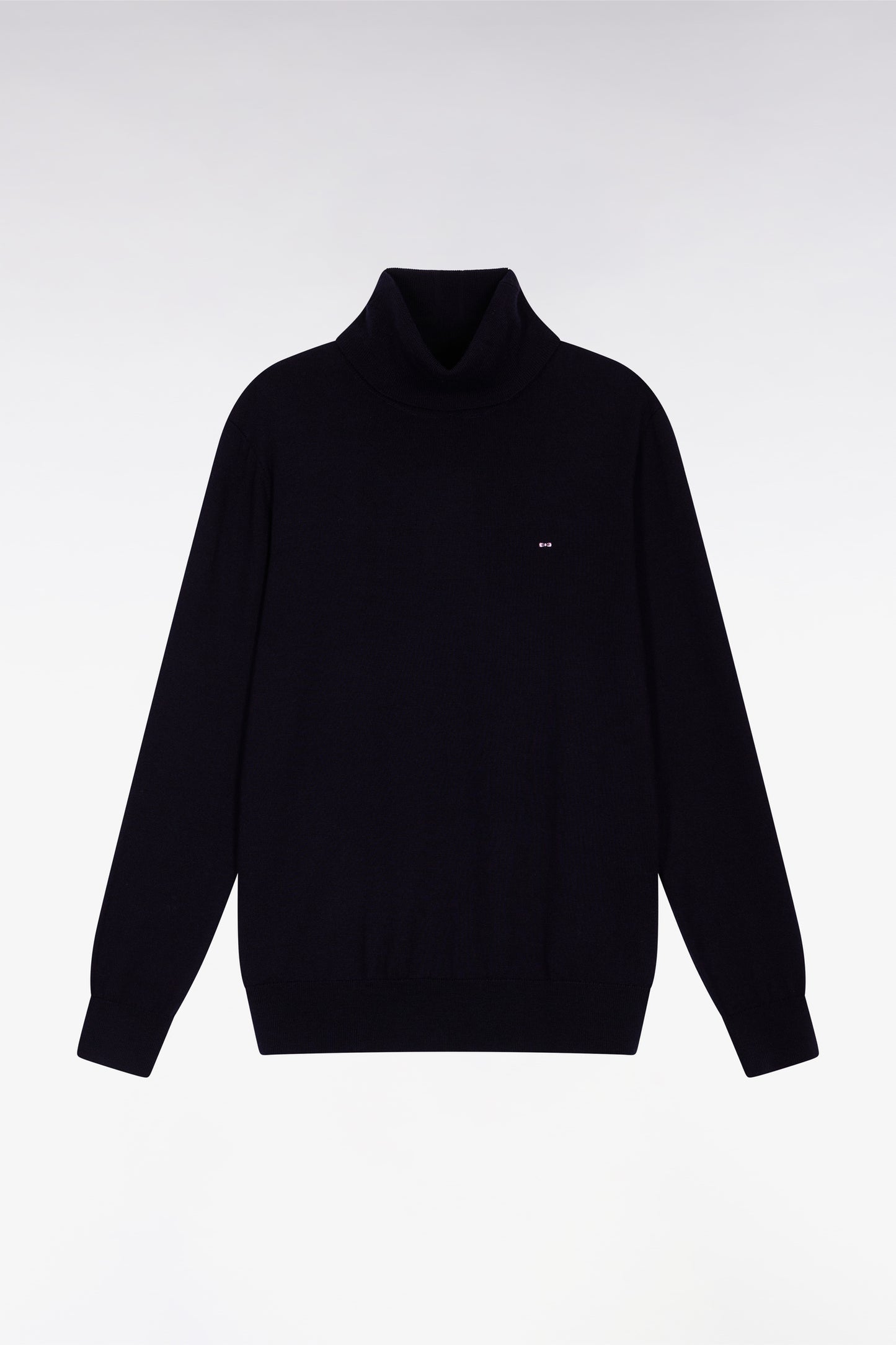 Pull col roulé en laine mérinos marine