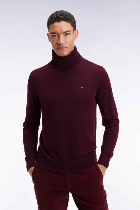 Pull col roulé en laine mérinos bordeaux - Image 3