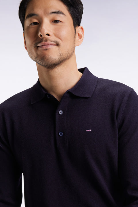 Pull col maillot en laine mérinos marine - Image 1