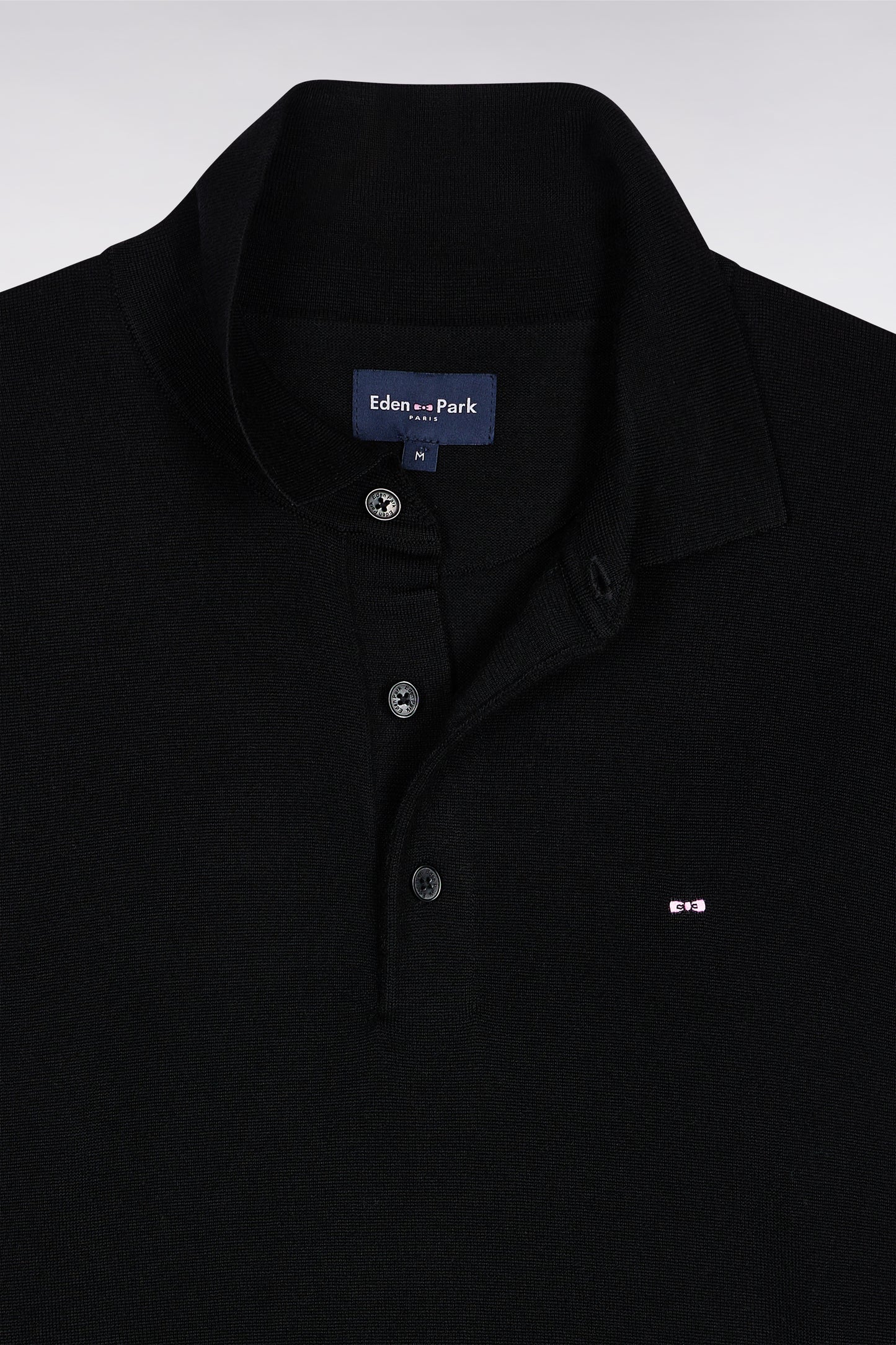 Black merino wool jersey-neck sweater