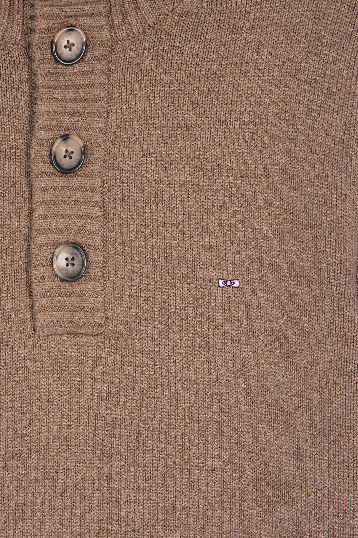 Chunky high-neck sweater in brown wool and cotton