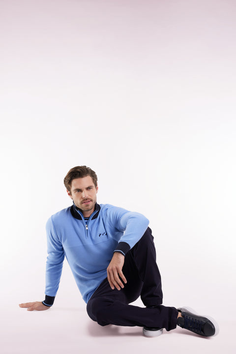 Sky cotton trucker-neck sweater with bow tie - Image 1