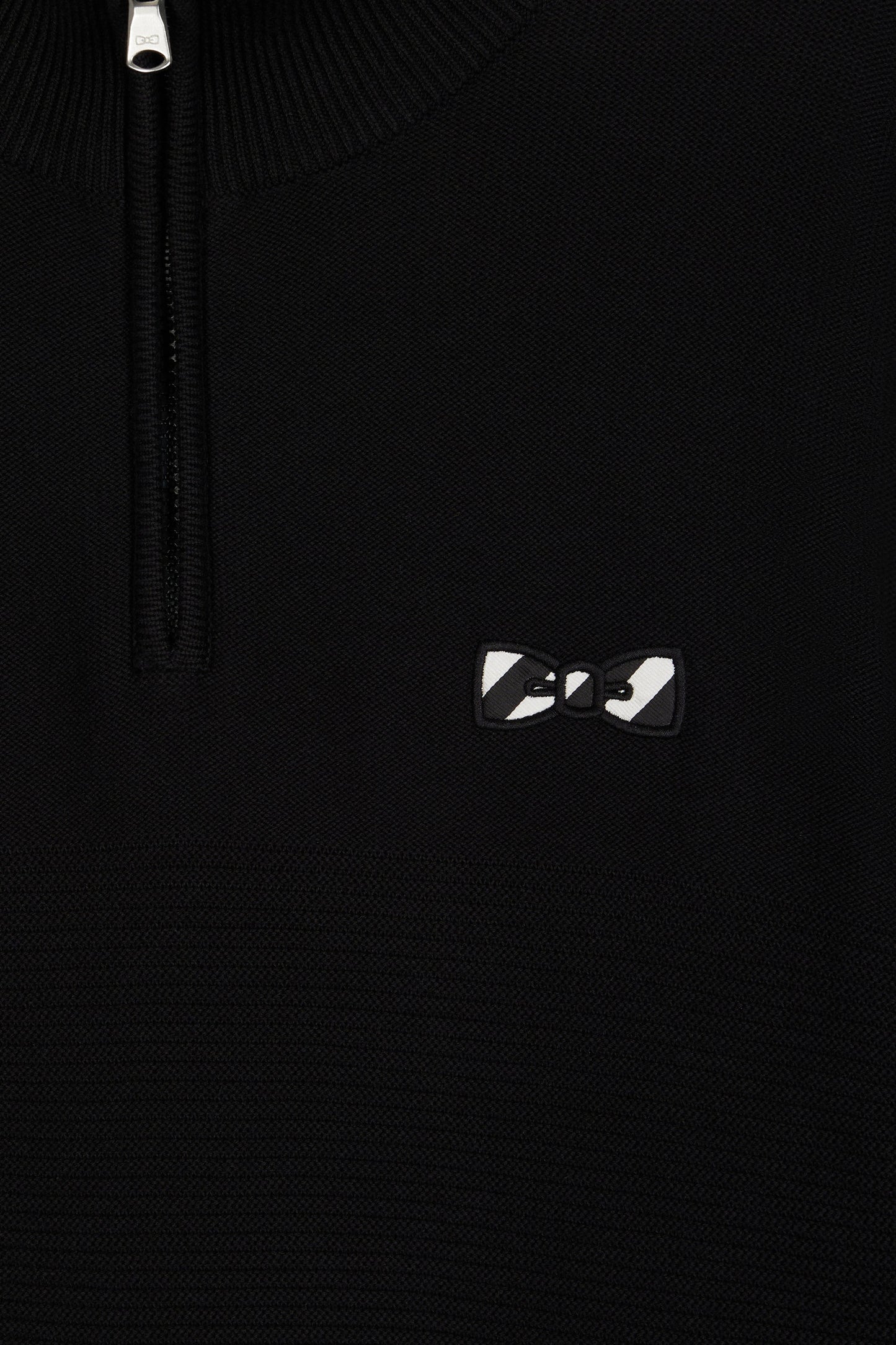 Pull col camionneur en coton noir à nœud papillon