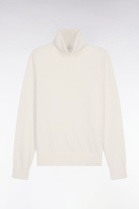 Pull à col roulé en laine mérinos écru - Image 2