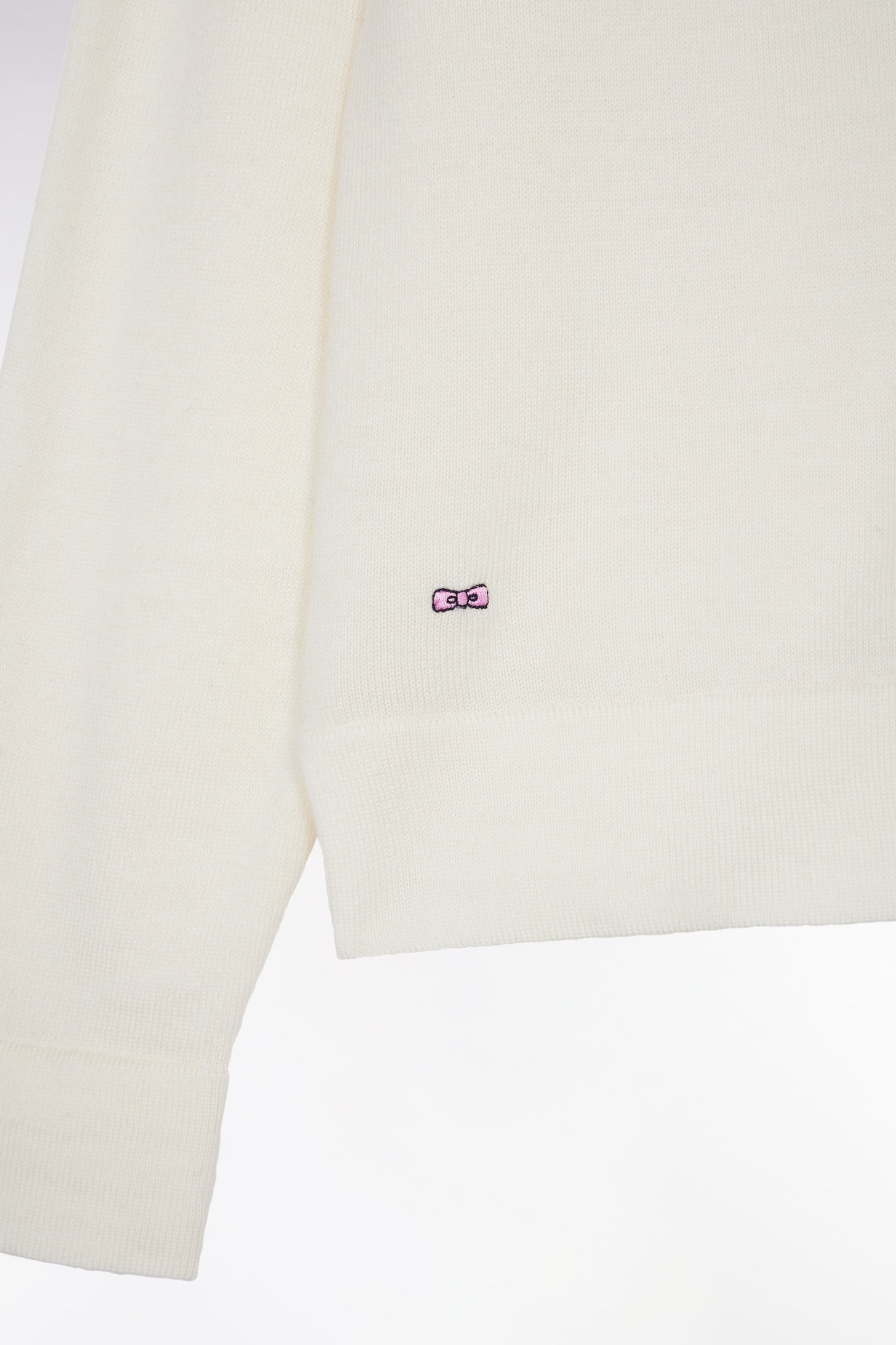 Pull à col rond en laine mérinos écru