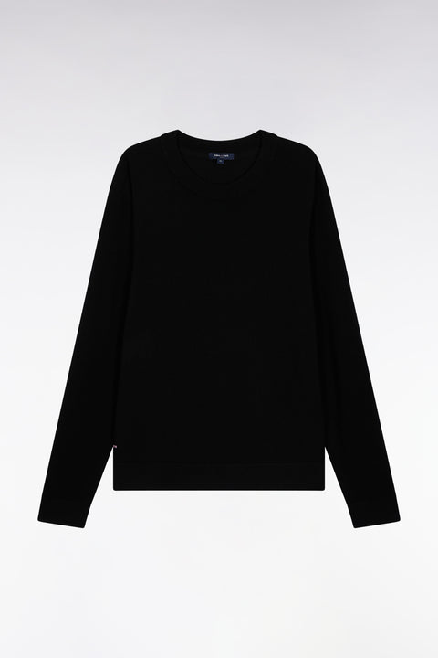 Round-neck sweater in black merino wool - Image 2