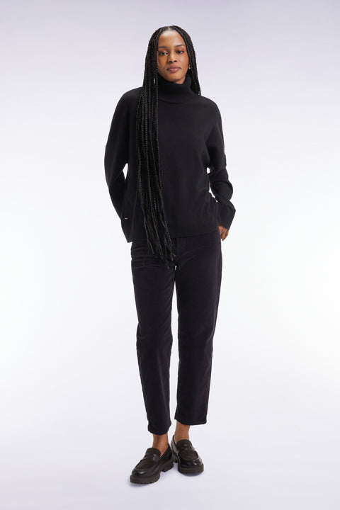 Pull à col roulé en laine et cachemire noir coupe Relaxed - Image 3