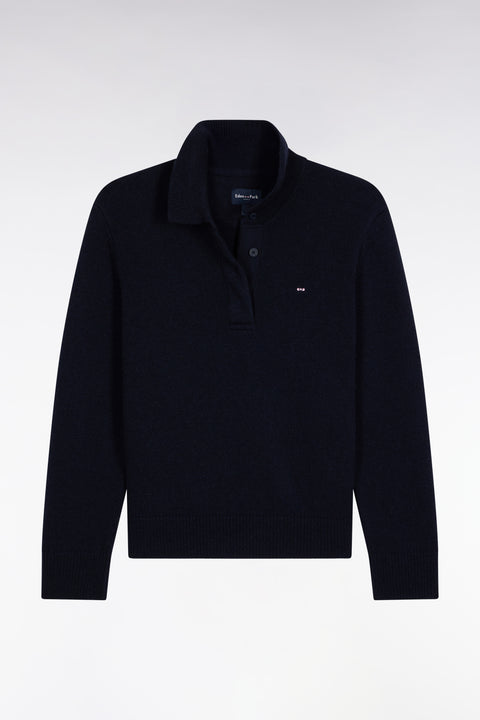 Pull à col maillot en laine et cachemire marine coupe Relaxed - Image 2