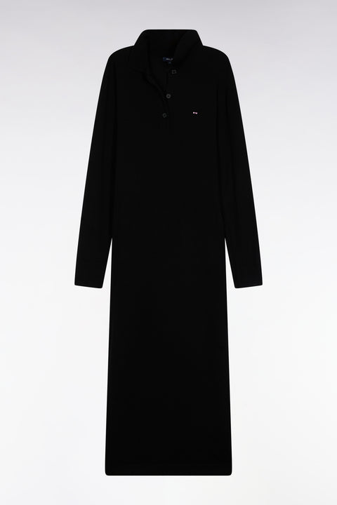 Robe en laine mérinos noire à col polo - Image 2