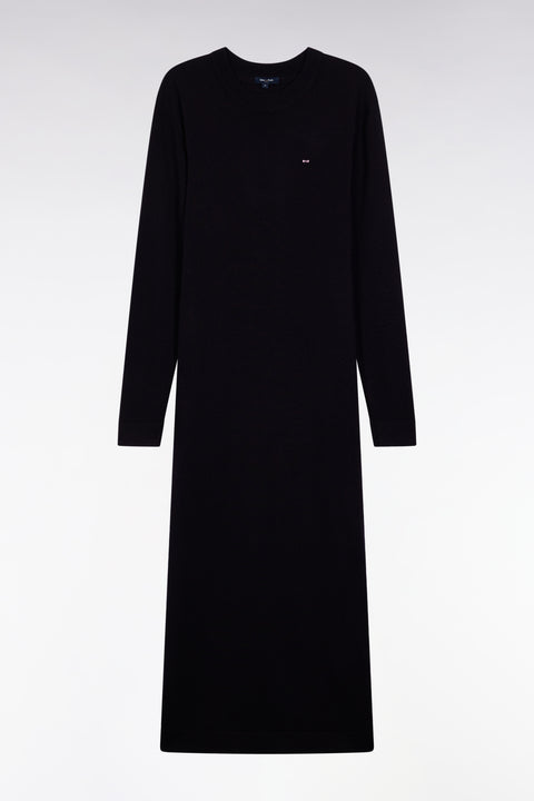 Robe en laine mérinos marine à col rond - Image 2