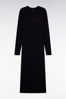Round-neck dress in navy merino wool