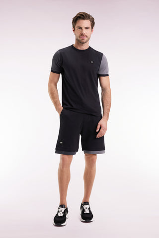 Short en molleton coton noir coupe ample