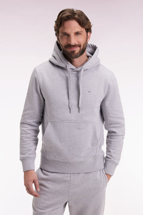 Grey cotton hooded sweatshirt, straight cut - Image 1