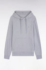 Grey cotton hooded sweatshirt, straight cut