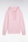 Pink cotton hooded sweatshirt, straight cut