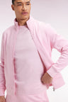 Pink cotton zip-up sweatshirt, straight cut