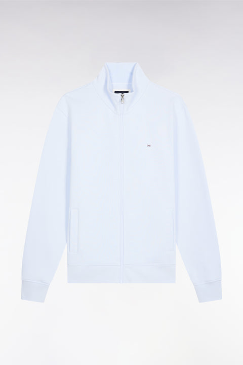 Zip-up sweatshirt in straight-cut sky cotton - Image 2