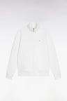 White cotton zip-up sweatshirt, straight cut