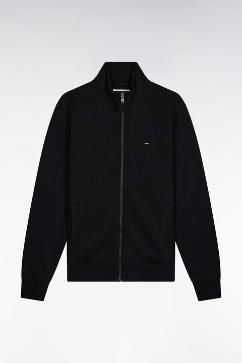 Black cotton zip-up sweatshirt, straight cut - Image 2