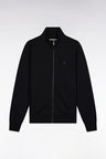 Black cotton zip-up sweatshirt, straight cut