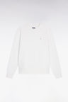 White cotton round-neck sweatshirt, straight cut
