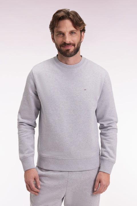 Grey cotton round-neck sweatshirt, straight cut - Image 3