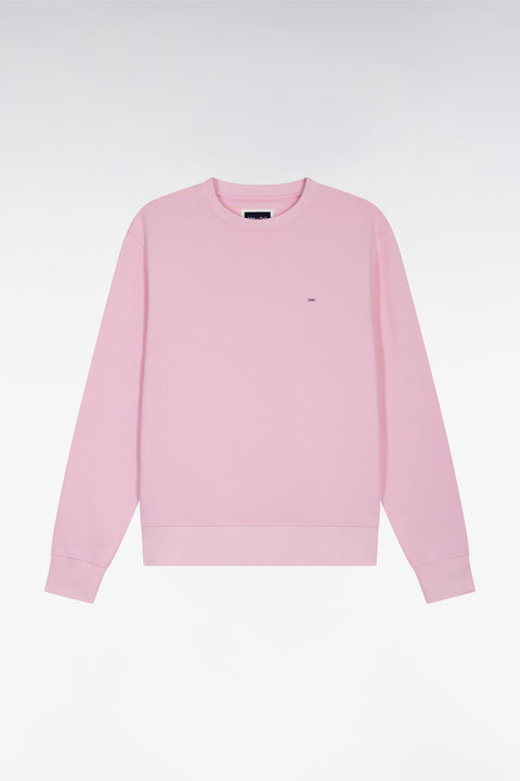 Pink cotton round-neck sweatshirt, straight cut - Image 2