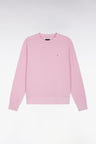 Pink cotton round-neck sweatshirt, straight cut