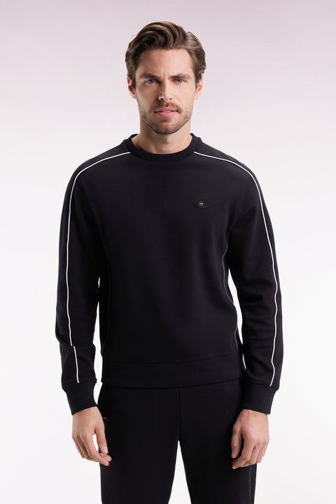 Black fleece sweatshirt with colored piping - Image 3
