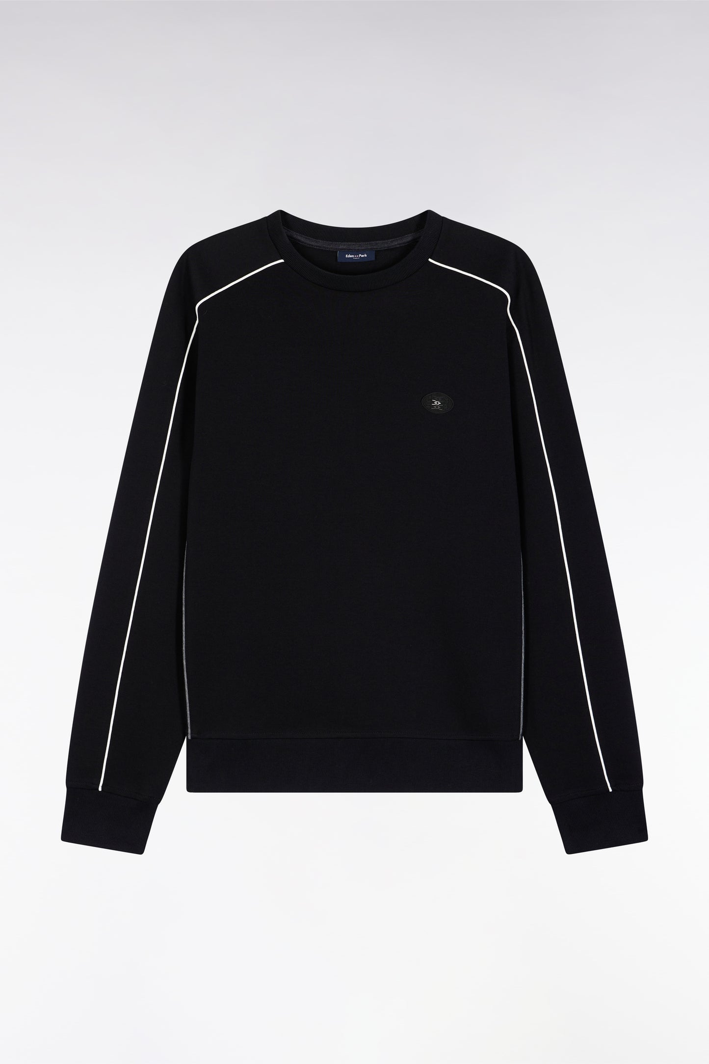 Sweatshirt en molleton noir passepoils colorés