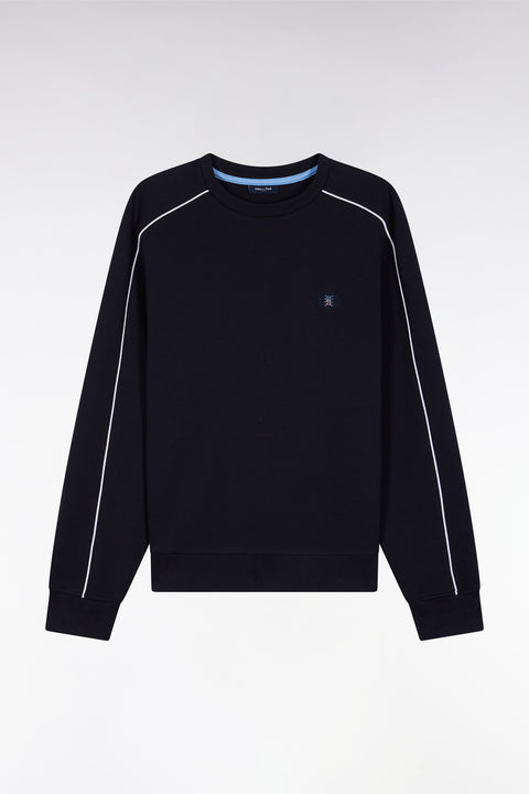 Navy fleece sweatshirt with colored piping - Image 2