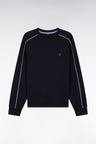 Navy fleece sweatshirt with colored piping